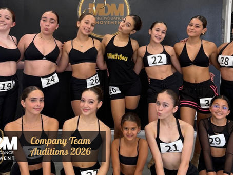 Dancers participating in the 2026–2027 Company Team Auditions at Motiv8 Dance Movement in Hialeah, Florida.