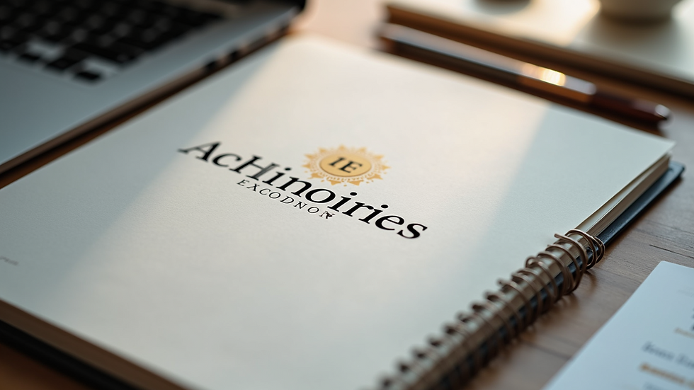 Close-up view of a beautifully designed logo and branding materials