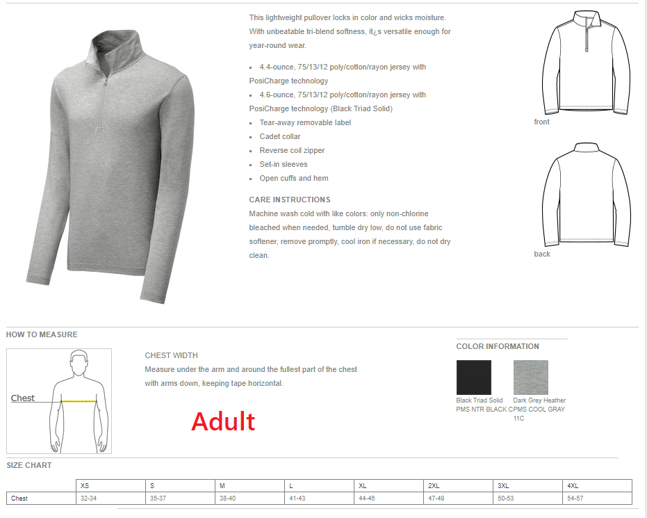 Thumbnail: #12 Driftwood Middle Adult Tri-Blend Wicking 1/4-Zip Pullover With Logo