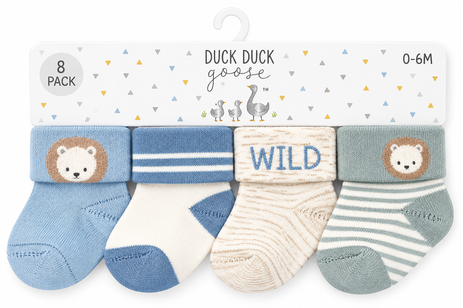 D05860LA Boys 8PK Sock Set-Duck Duck Goose Baby Sock Pack