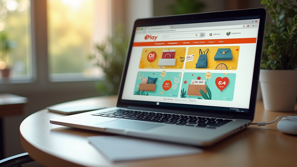 Eye-level view of a laptop screen showing an online shopping website