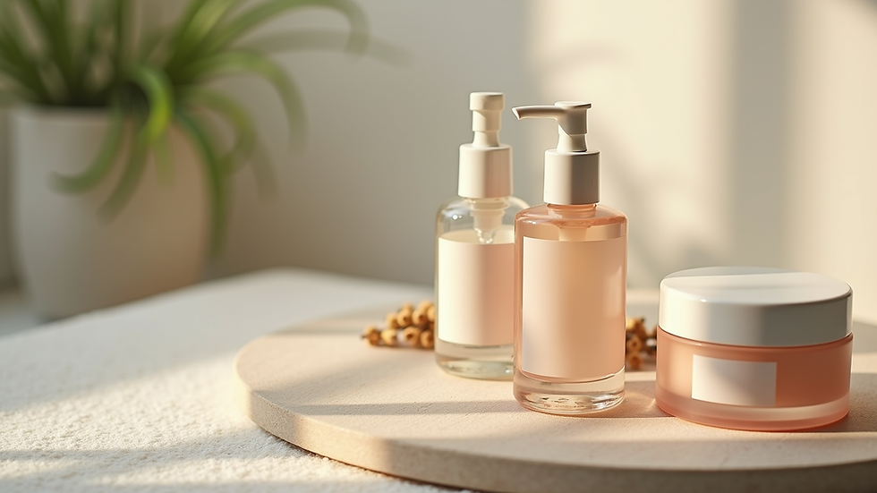 Close-up view of a skincare treatment setup with natural products