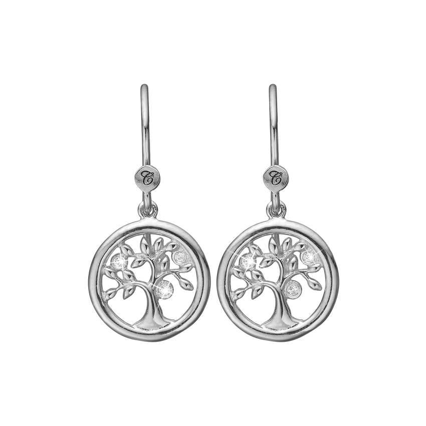 Tree Of Life Earrings with Six Genuine Topaz - Silver