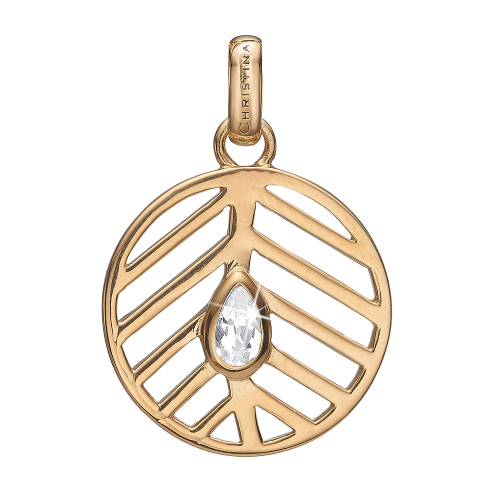 Thumbnail: Open Leaf Pendant & Necklace with White Genuine Topaz  - 18K Gold Plated