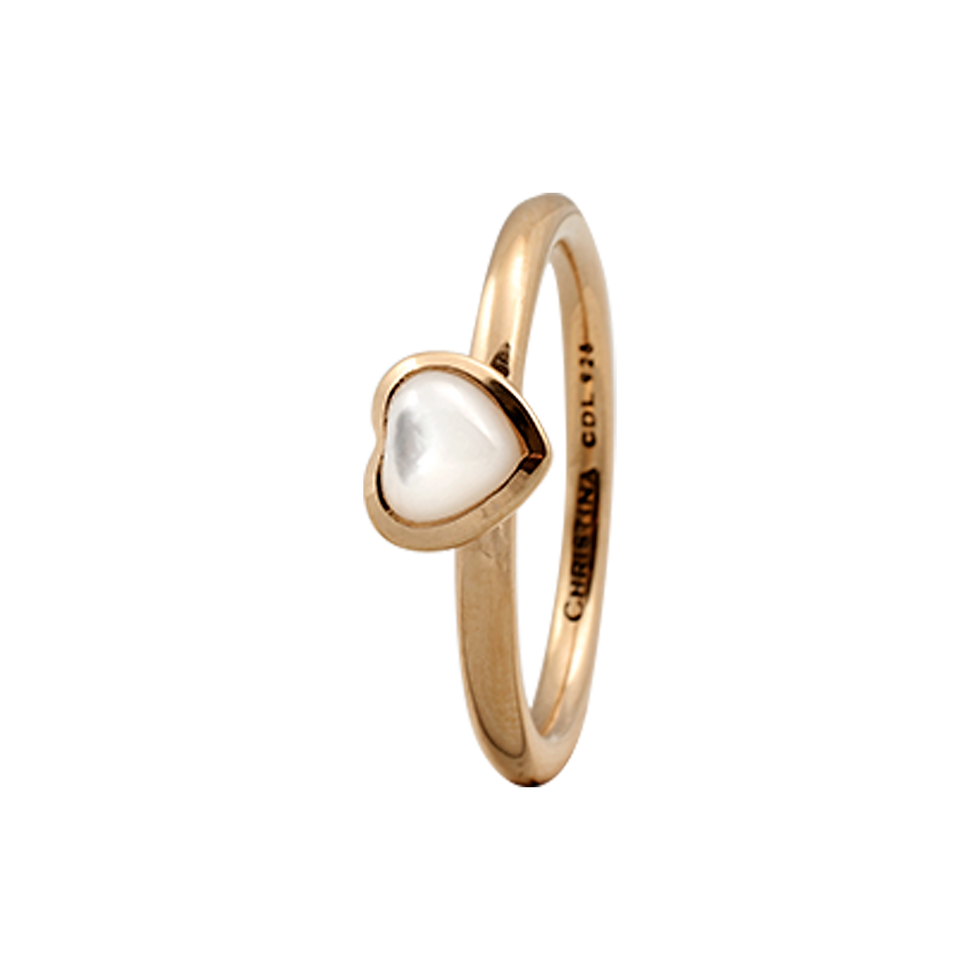 Mother of Pearl Heart Ring - Rose Gold Plated