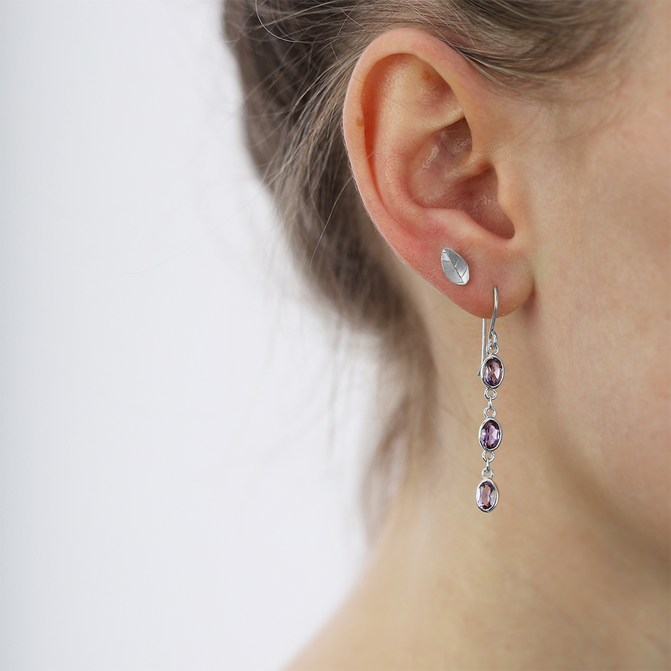 Thumbnail: Leafs Stud Earrings - Silver