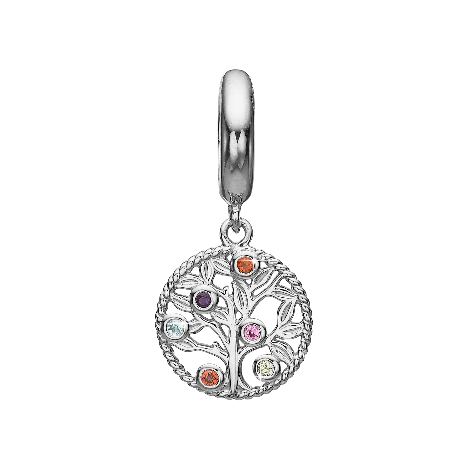 Family Tree Pendant Charm in Silver