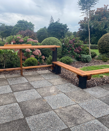 Wooden table and seat