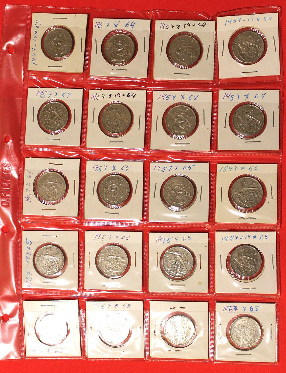 Miniatura: LOTE DE 80 MONEDAS DE 25 PESETAS AÑO 1957 *VARIAS