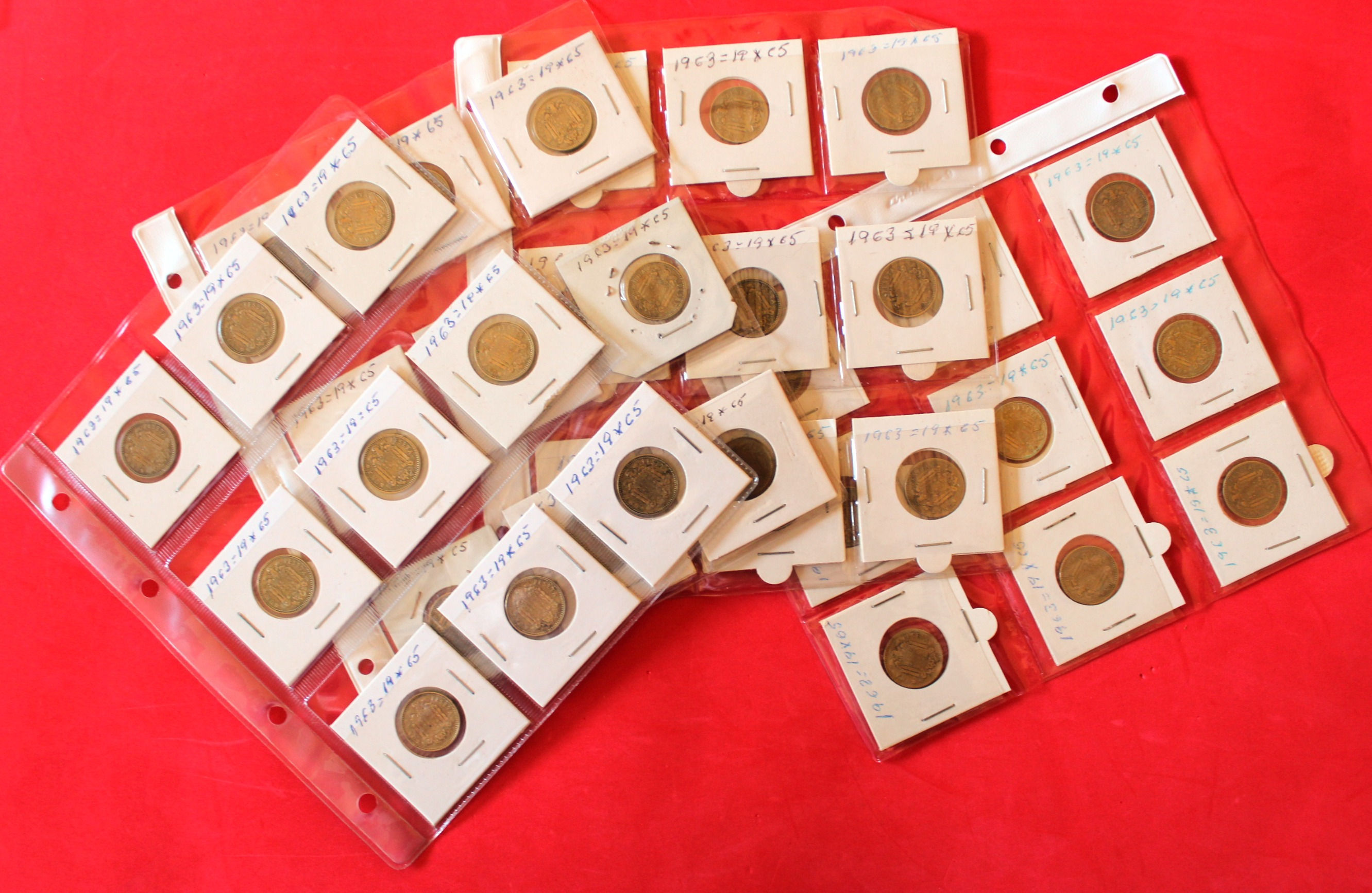 LOTE DE 36 MONEDAS DE 1 PESETA AÑO 1963 * 65