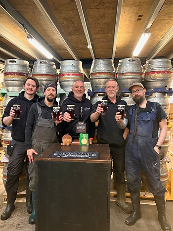 Acorn brewing team toast the gold award- l to r Adam Firth, Ciaran Baker, Dave Hughes, Steve Bunting, Bryan Spooner