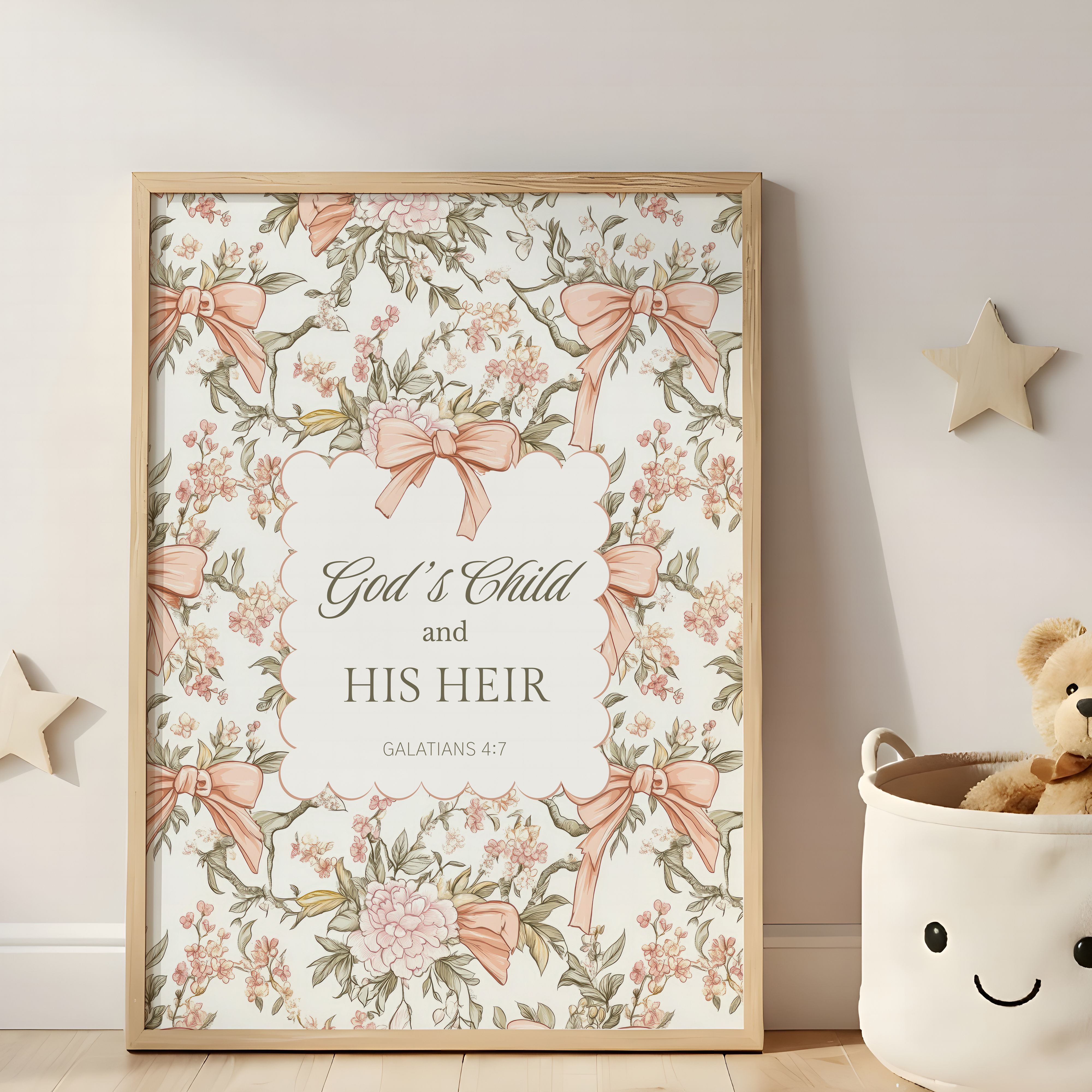 Christian Girl Nursery Wall Art Cottagecore God’s Child Printable