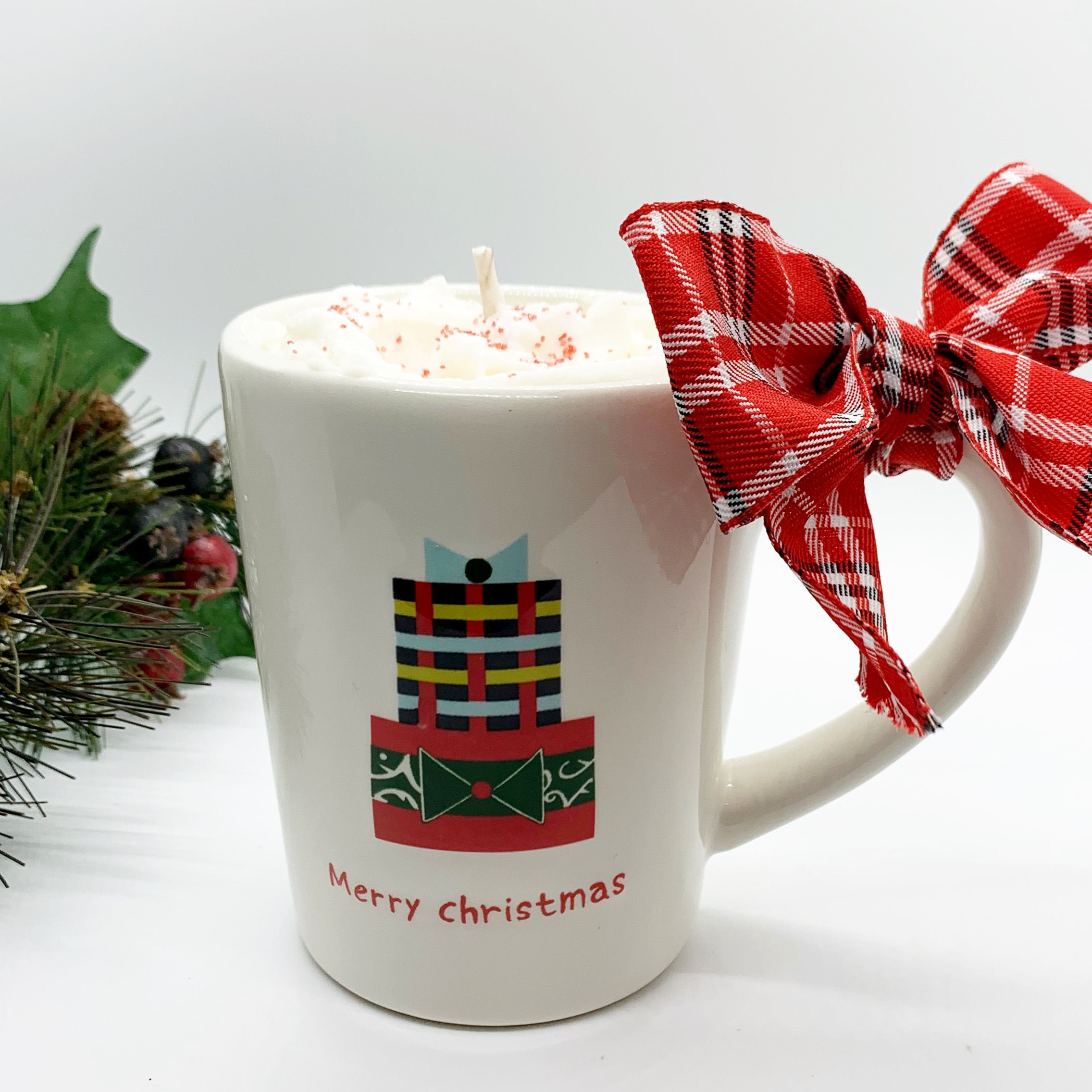 Peppermint Mocha Soy Candle - Merry Christmas Mug
