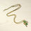 Thumbnail: Green Rhinestone 4-leaf clover + triquetra accent Necklace