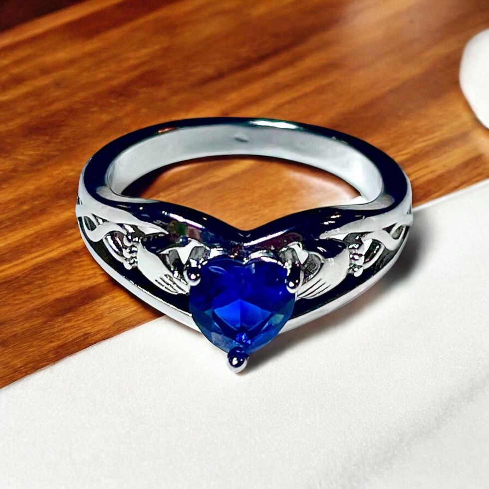 Thumbnail: Blue Stone Fenian Claddagh Ring