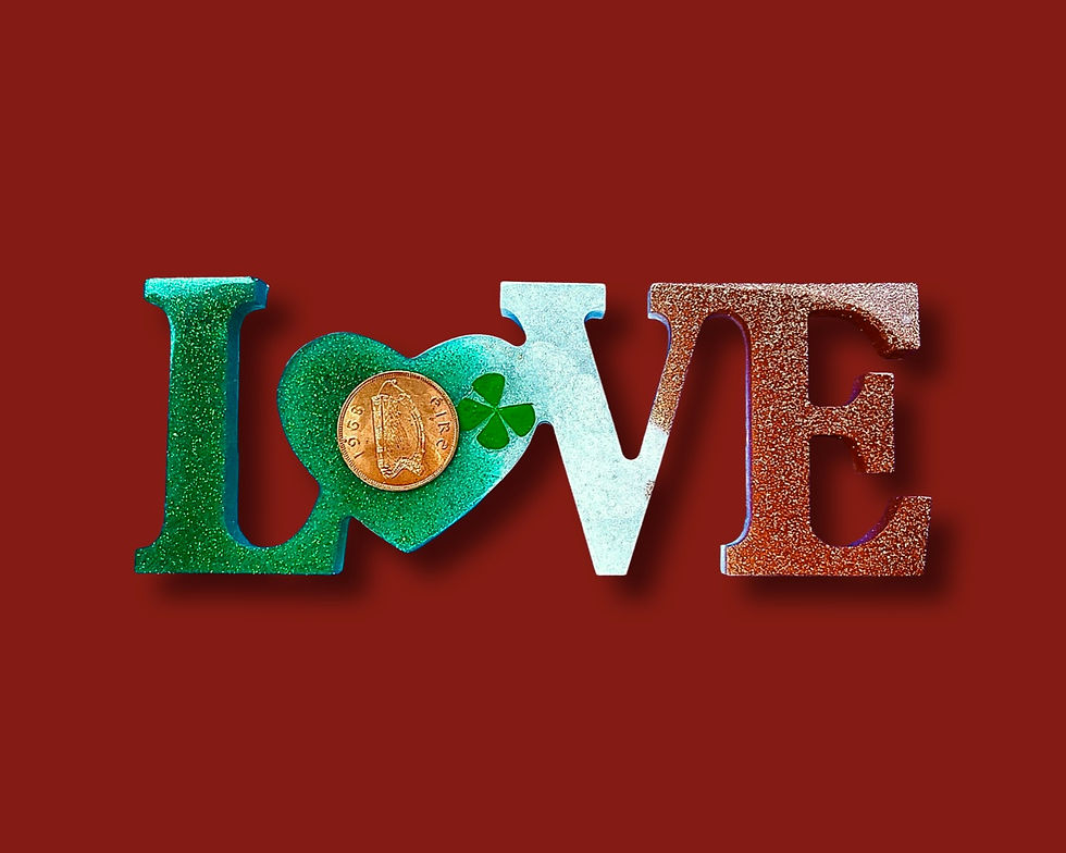 Thumbnail: Irish flag + Irish Penny + 4 leaf clover Home Love Family Decor