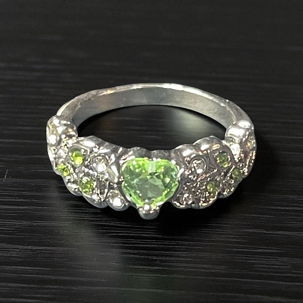 Thumbnail: Sage Celtic Heart Ring with Silver and Sage Leaf Detailing