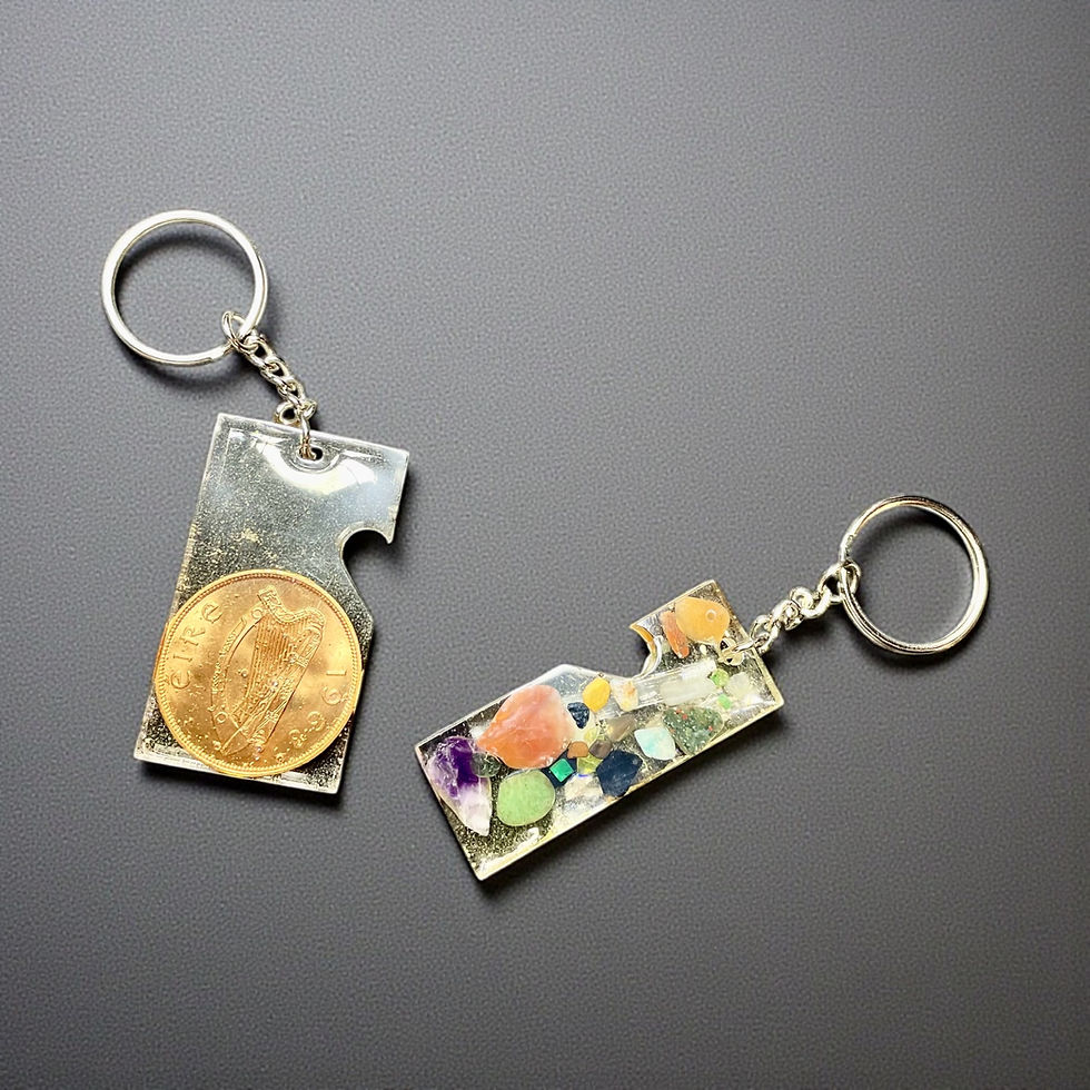 Thumbnail: 1968 Irish Penny & Authentic Irish Dancer Crystals Keychain Set