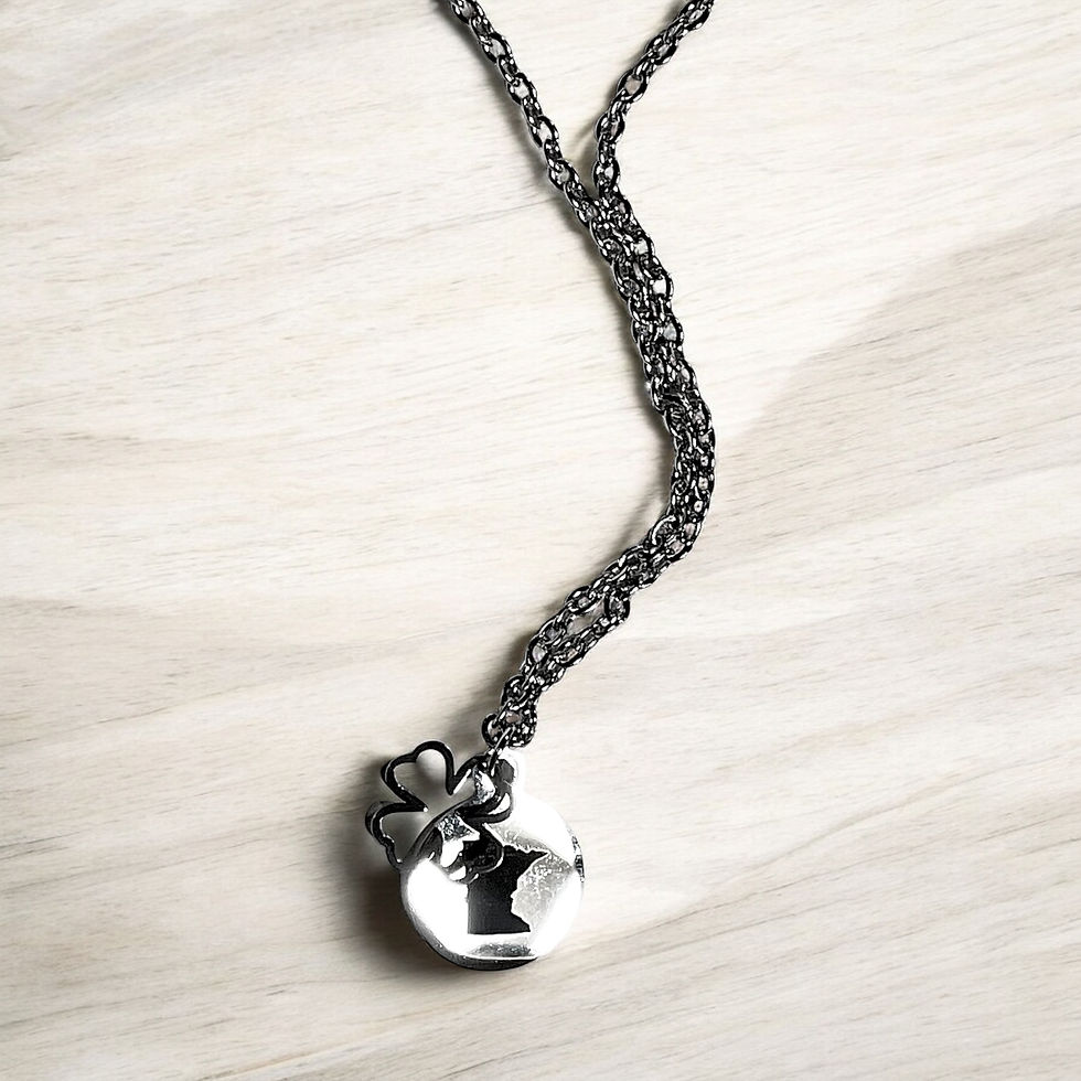 Thumbnail: Small Round MN Cutout Silver 4 Leaf Clover Necklace