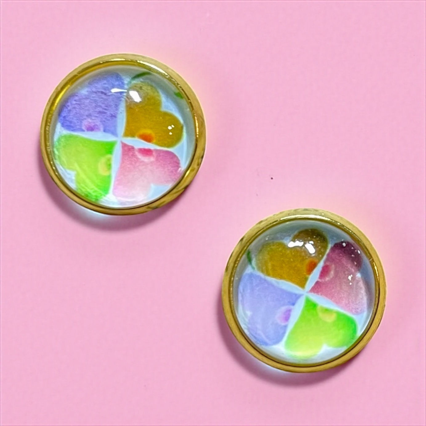 Pastel Pack 4-Leaf Clover Mini Cabochon Stud Earrings