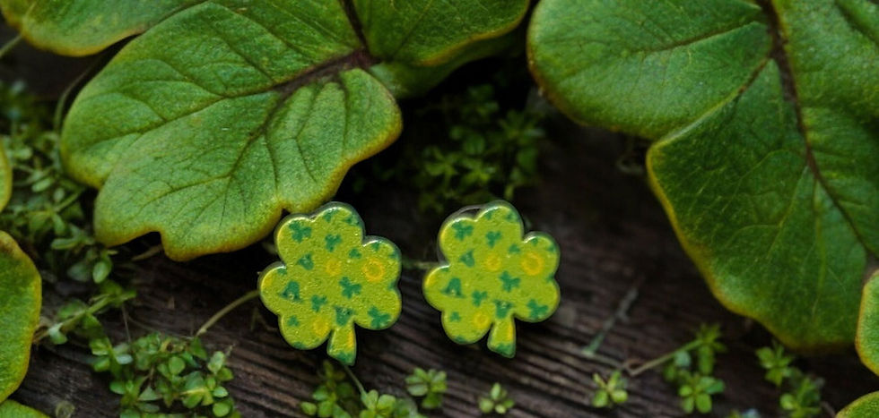 Thumbnail: Patterned Shamrock Stud Earrings