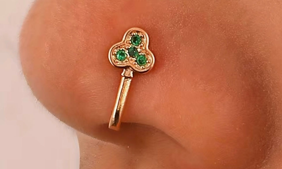 Thumbnail: Shamrock Green Rhinestone Nose Ring Cuff
