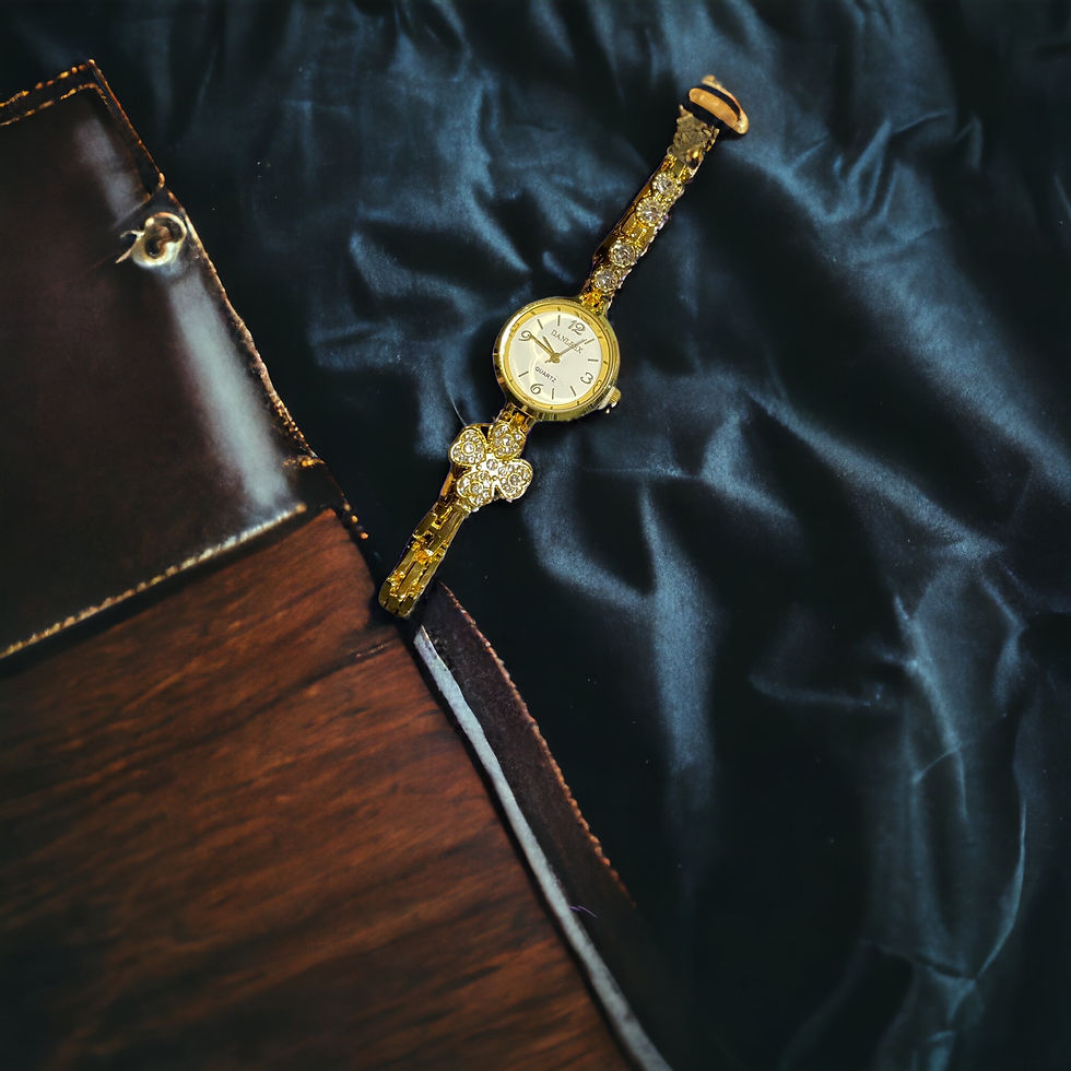 Thumbnail: Gold Rhinestone Clover Watch