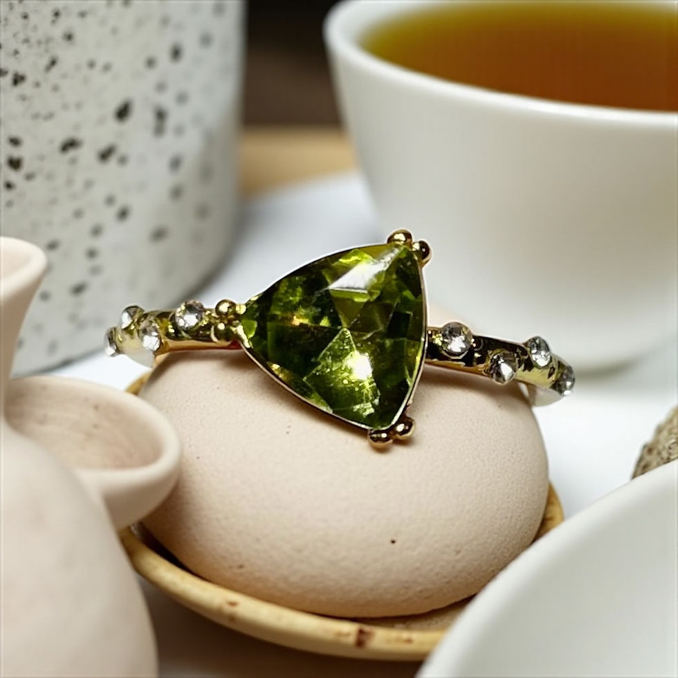 Thumbnail: Green Trillion Stone with White Stone Accented band
