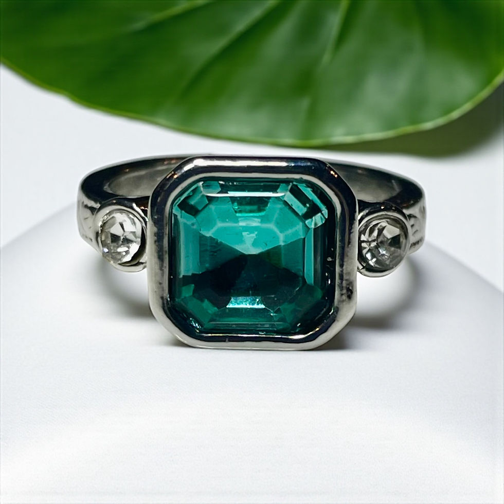 Thumbnail: Teal Square Stone with White Round Accent Stones