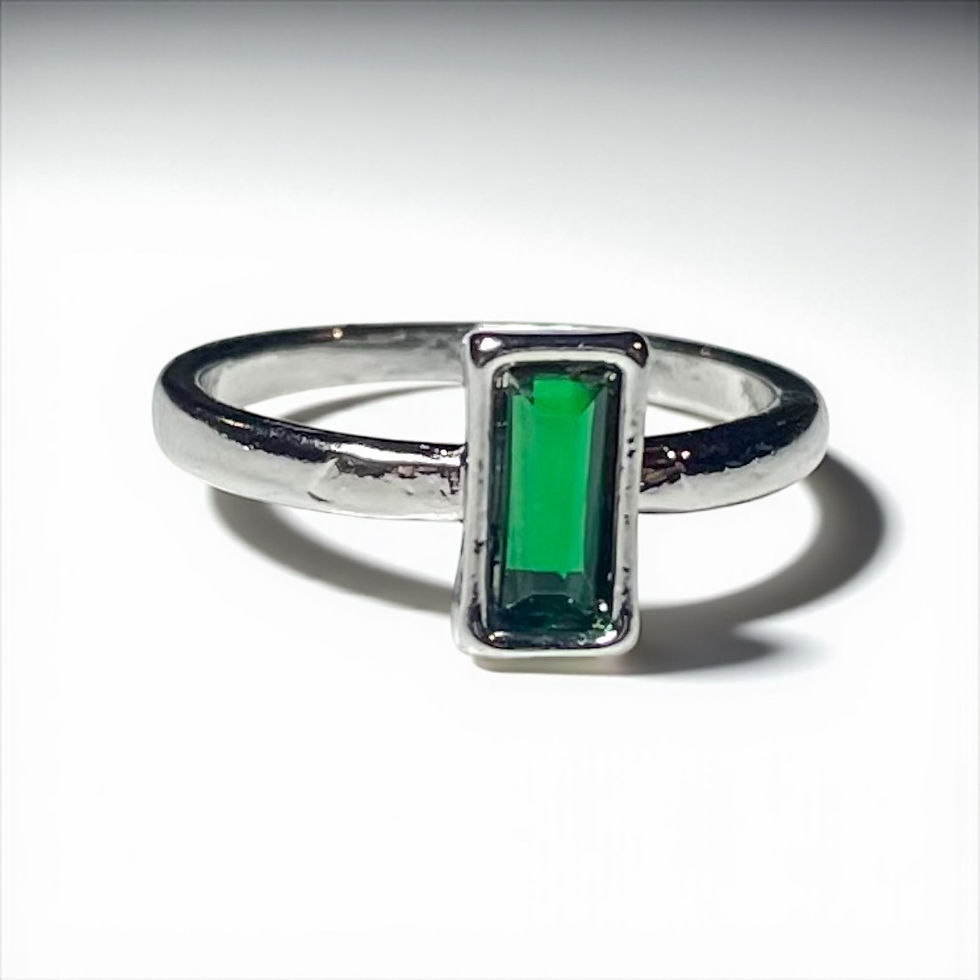 Thumbnail: Minimalist Slender Emerald Cut Green Stone Ring