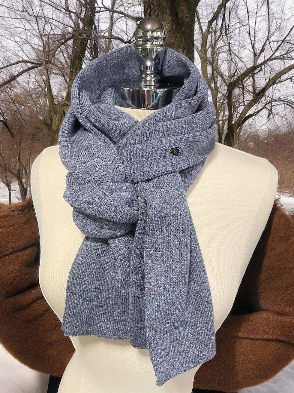 Thumbnail: Ultra Soft Heather Scarf with elegant minimalist 4-leaf clover accent