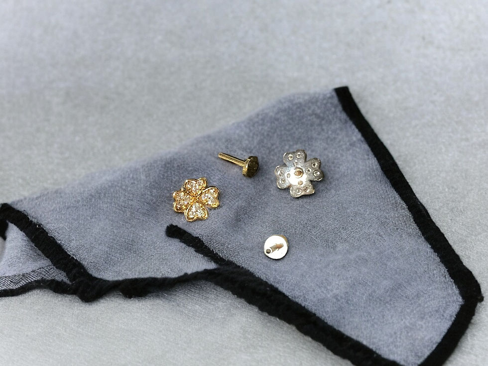 Thumbnail: Rhinestone 4-Leaf Clover Single Stud w/flat-back screw-on