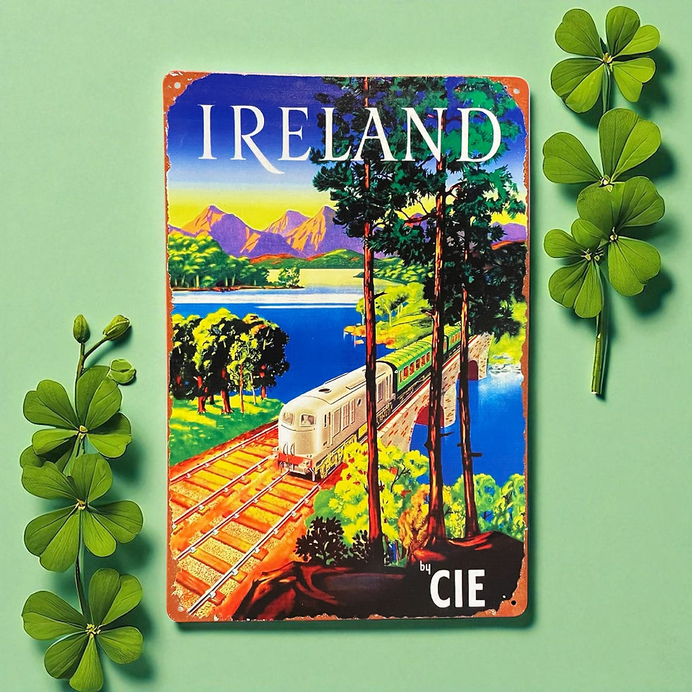 Thumbnail: Vibrant Ireland Train Art - Tin Sign 8”x12” 