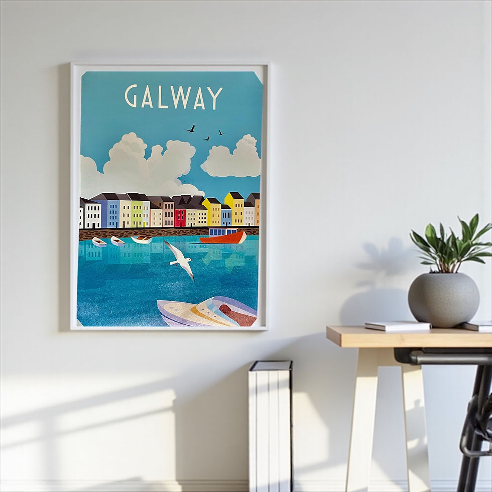 Thumbnail: Modern Galway Harbor Print on Canvas
