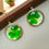 Thumbnail: Silver framed Shamrock Mini Cabochon Stud Earrings 