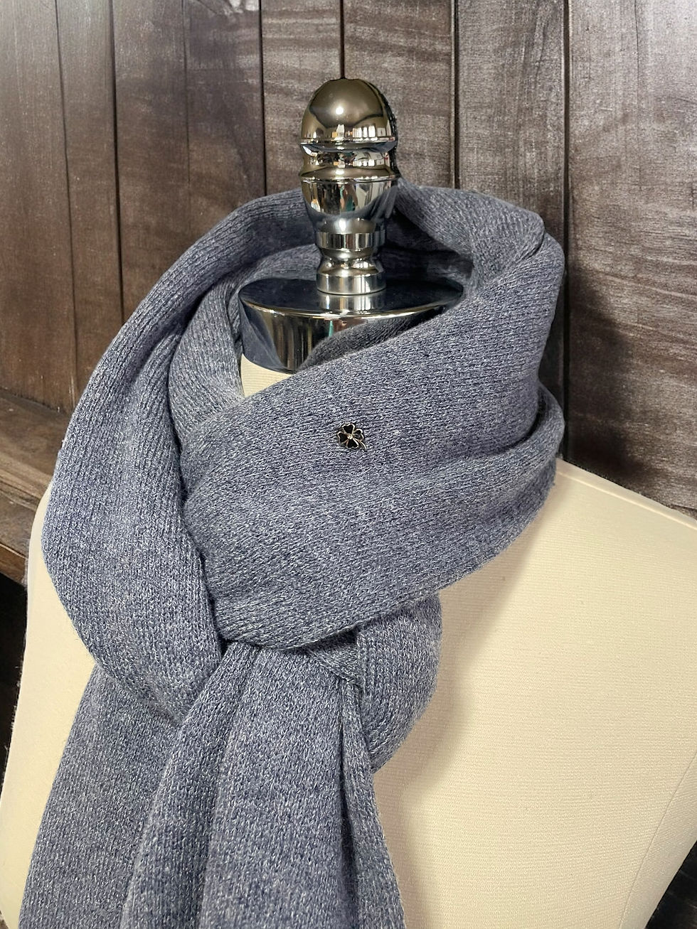 Thumbnail: Ultra Soft Heather Scarf with elegant minimalist 4-leaf clover accent