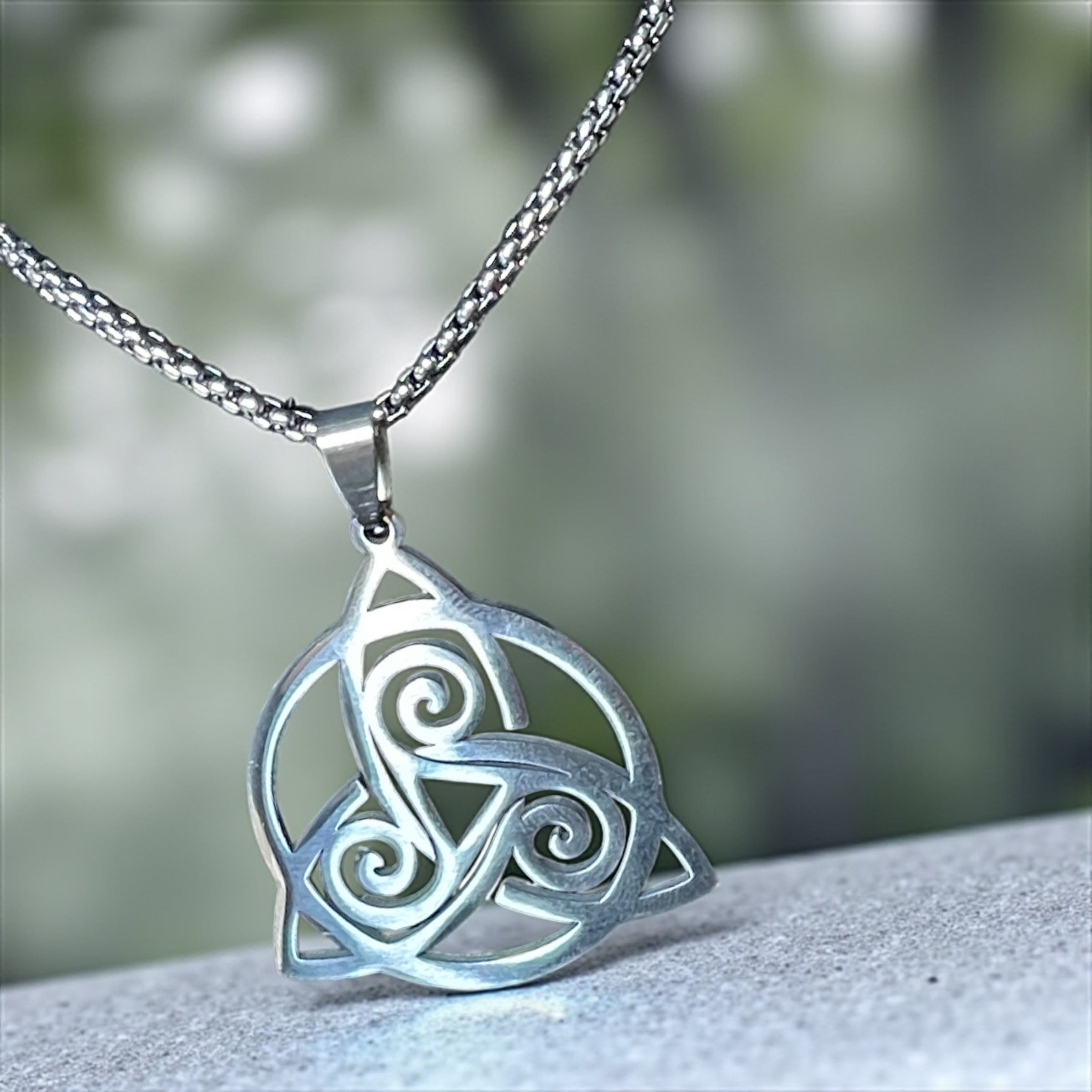 Silver Triquetra Medallion Necklace