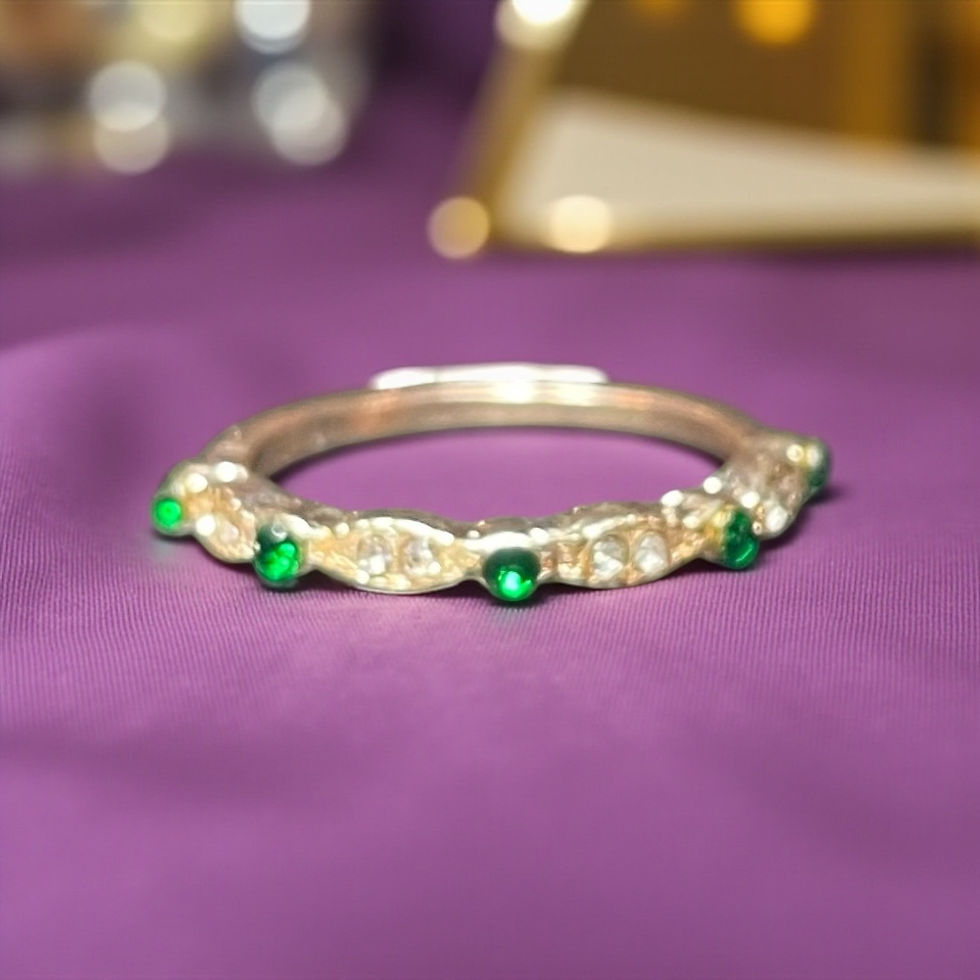 Thumbnail: Rose Gold Dainty white & green stone band