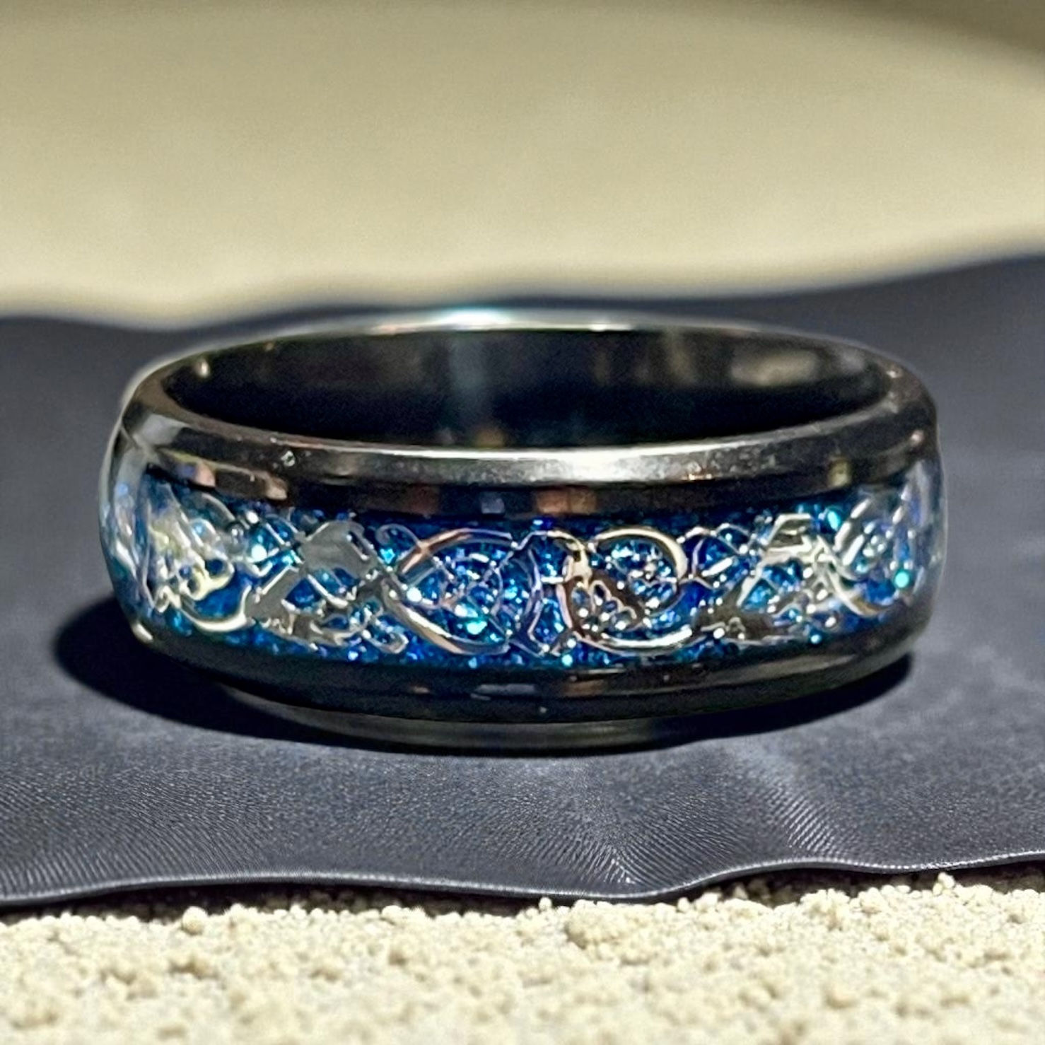 Black & Blue Band with Silver Detailing