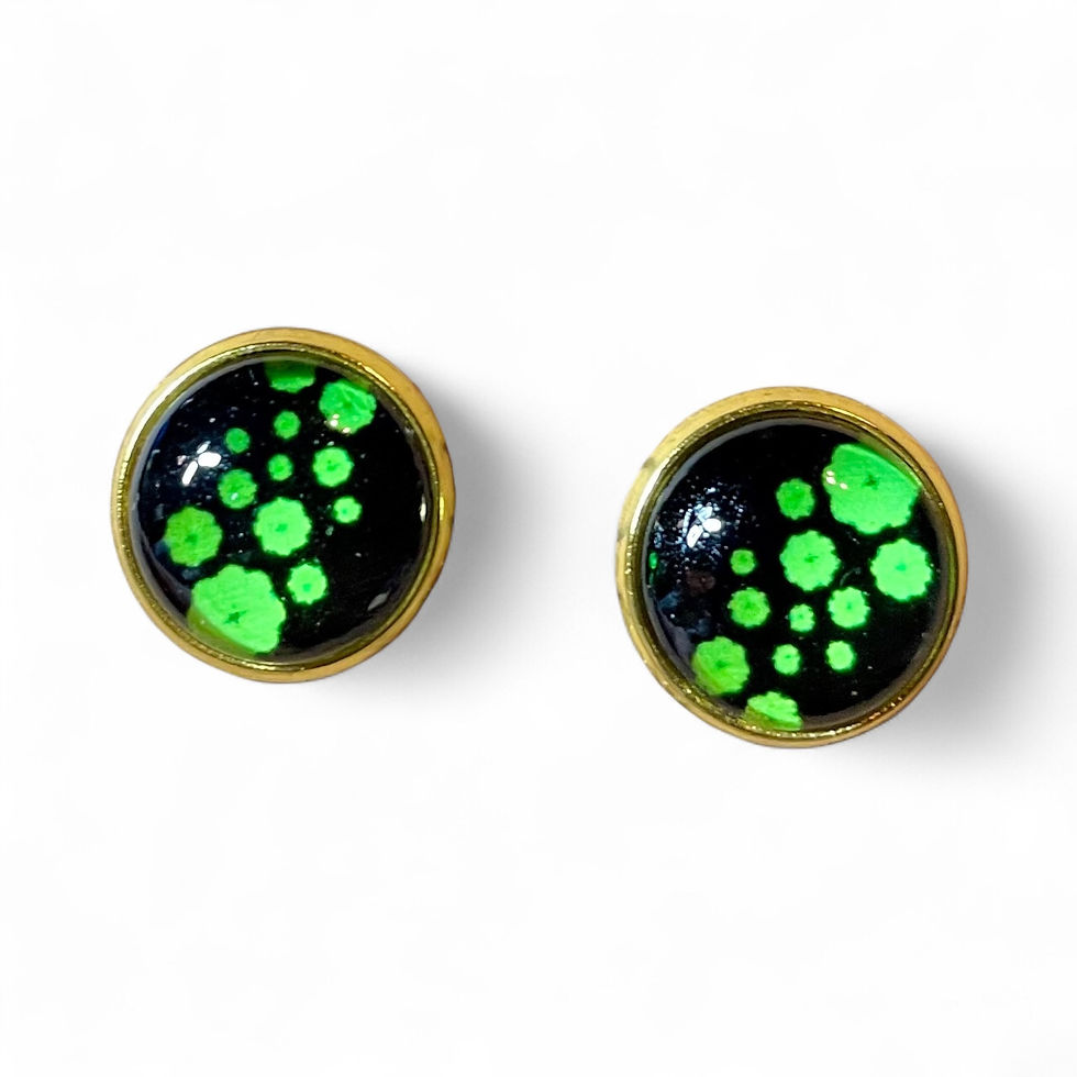 Thumbnail: Clover Trail 4-Leaf Clover Mini Cabochon Stud Earrings