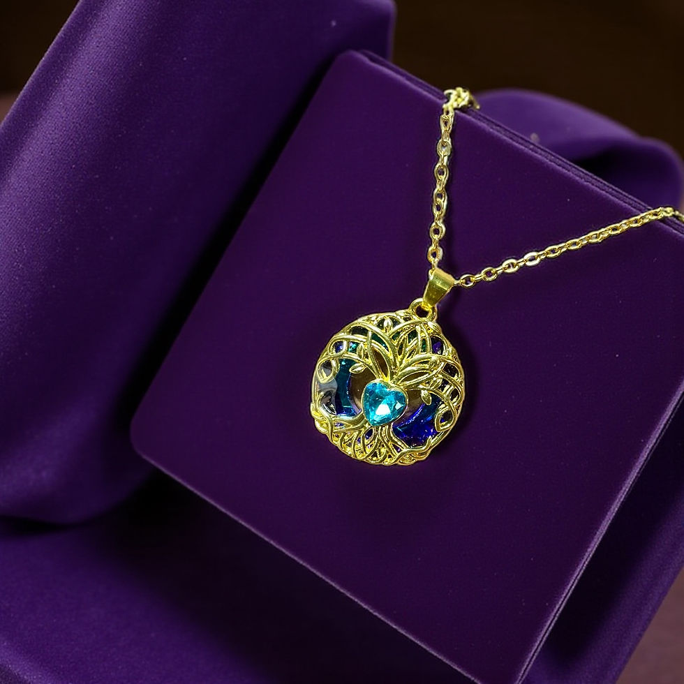 Thumbnail: Iridescent Glass Backed Tree of Life Necklace