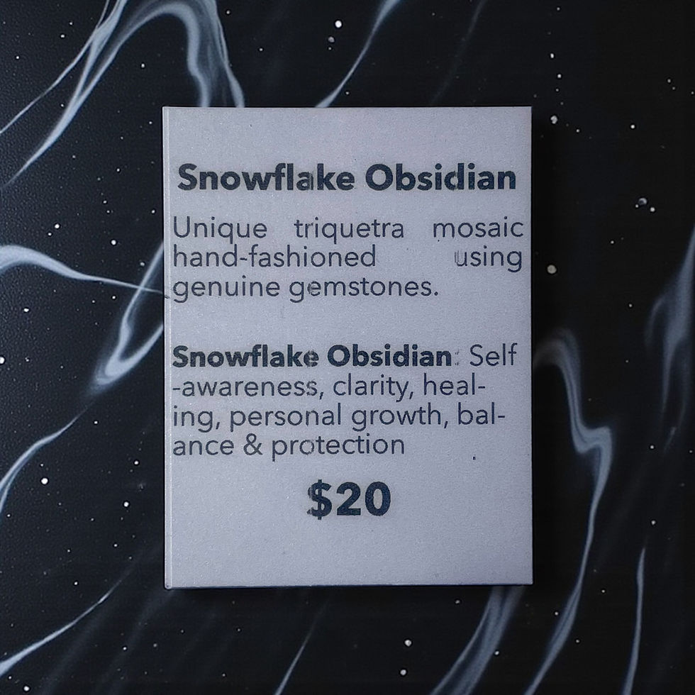 Thumbnail: Genuine Gemstone Triquetra Suncatcher - Snowflake Obsidian