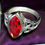 Thumbnail: Red Marquis Rhinestone Silver Triquetra Fashion Ring
