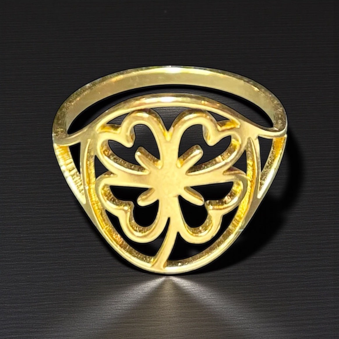 Golden Four Leaf Clover Cutout Ring