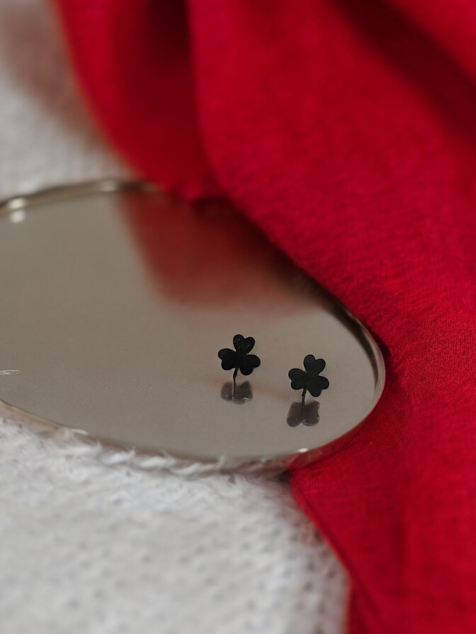 Minimalist Black Shamrock Stud Earrings