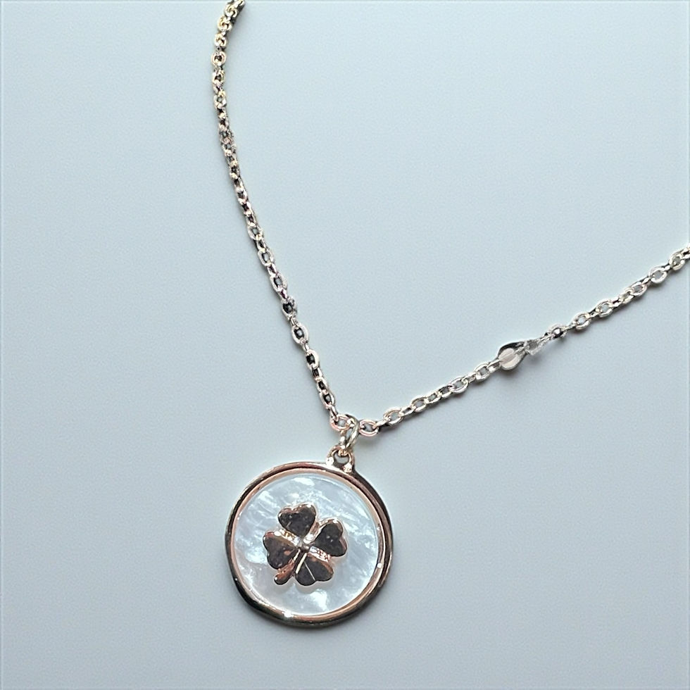 Thumbnail: Mother of Pearl Backed Four Leaf Clover Necklace