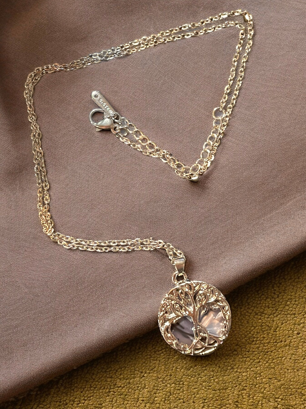 Thumbnail: Iridescent Glass Backed Tree of Life Necklace