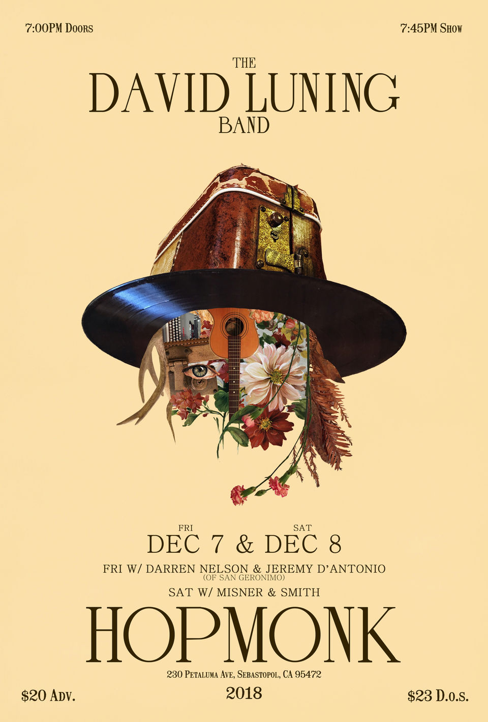 New Poster! Two Nights at HopMonk Sebastopol Dec 7 & 8.