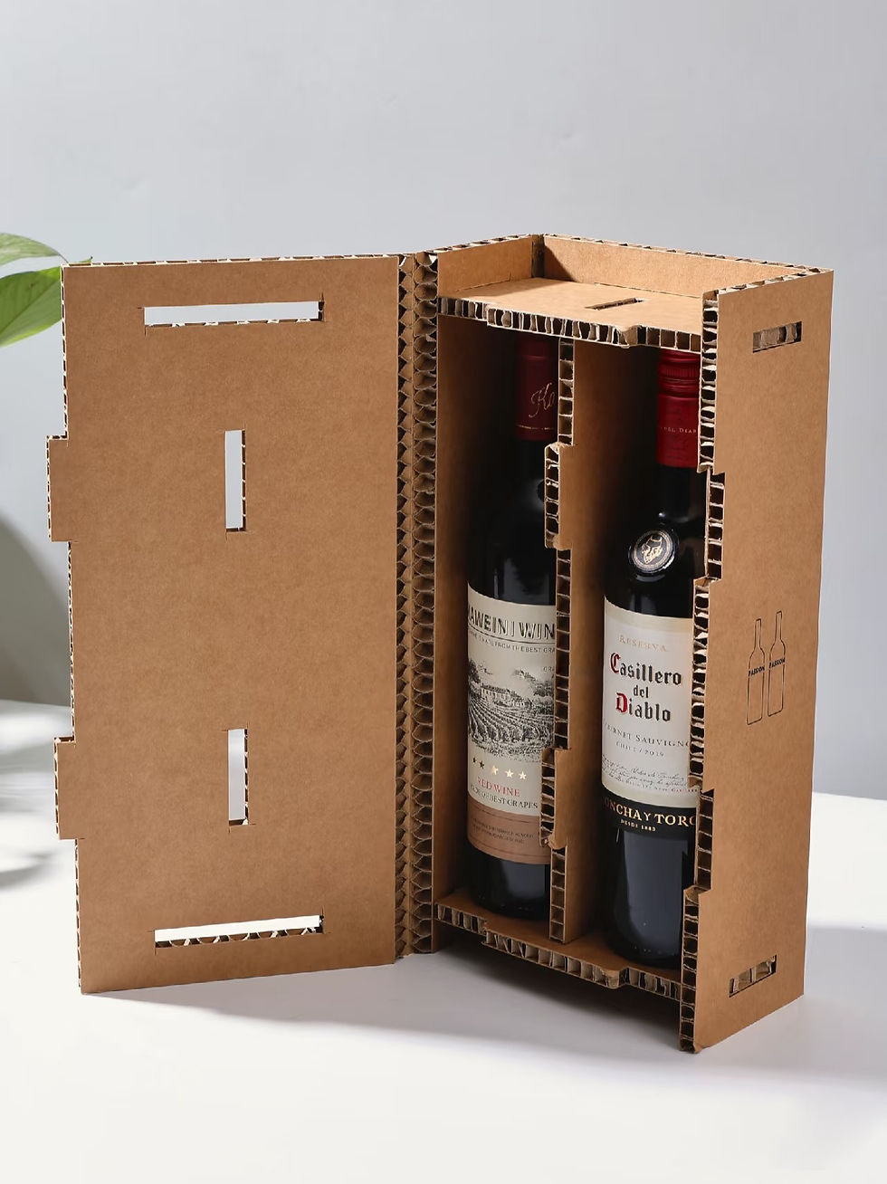 Wine Box - 2 bottles - honeycomb board packaging