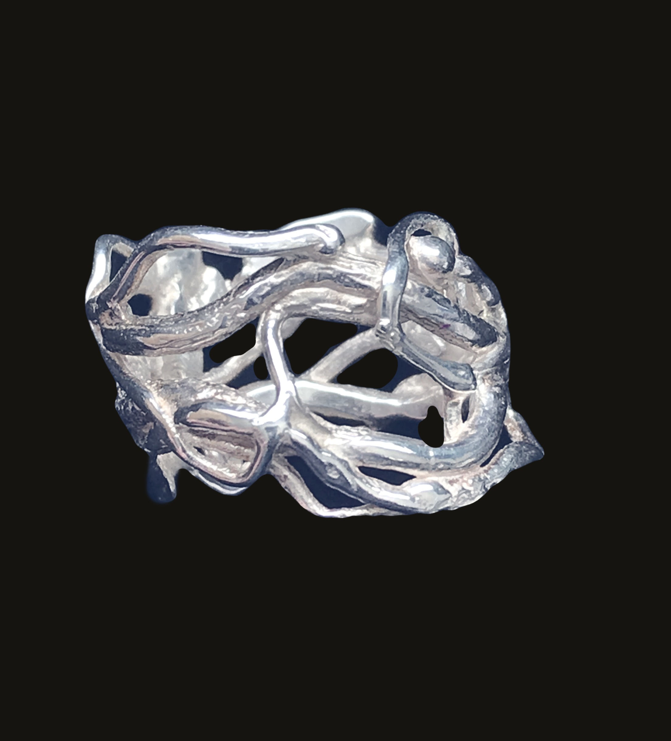 Doyle Design Contemporary Wicker Ring Hand Cut Sterling Silver Hall Marked